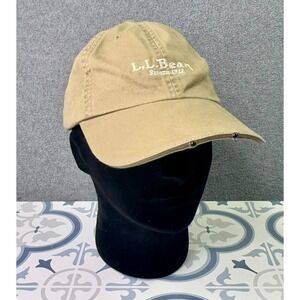 L.L. Bean Baseball Hat Cap OSFM Headlamp Lights Beige Adjustable Hunt‎ Fish Hike